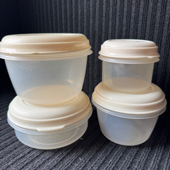 Rubbermaid Other - Rubbermaid Servin Saver Food Storage Containers Almond 4pc Set #2 #6 #1 Round